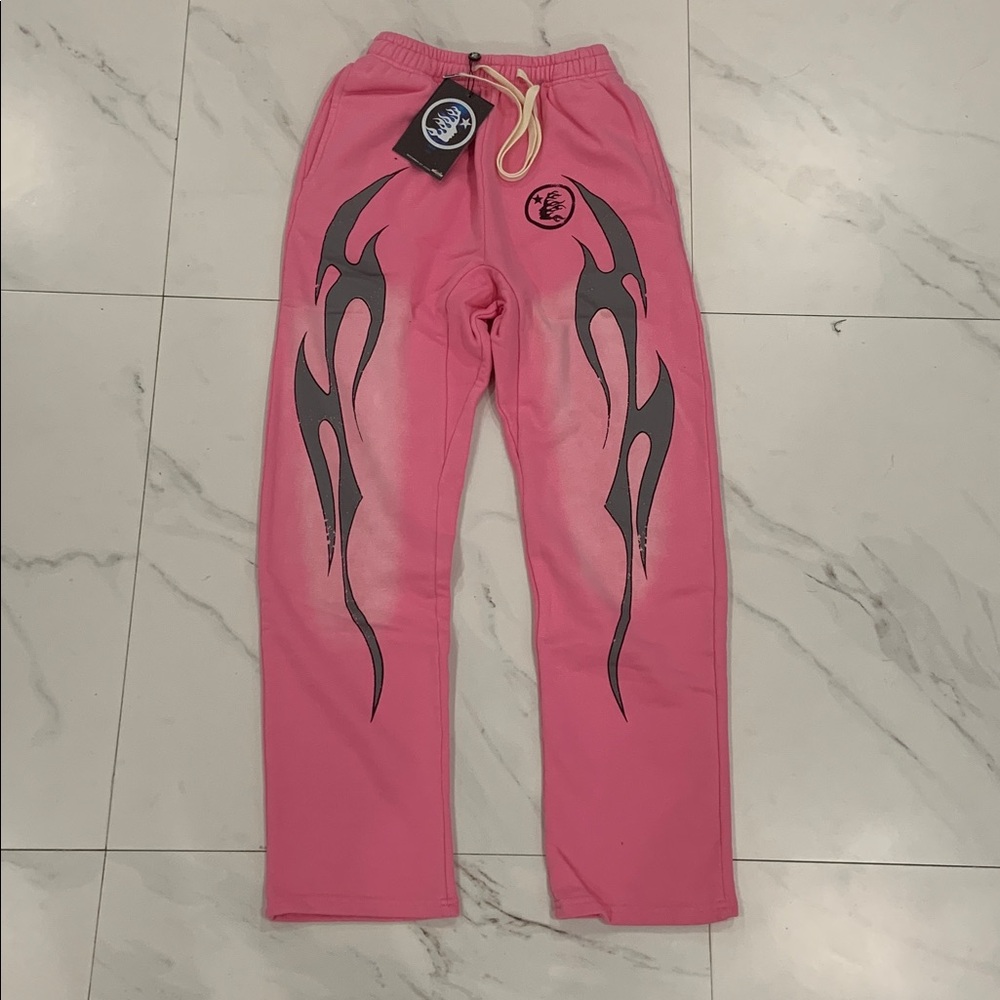Hellstar Pink Flame Classic Logo Sweatpants / Joggers Pink Mens Size Medium